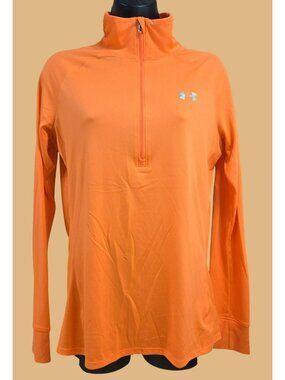 Under Armour Orange 1/4 Zip Semi-Fitted Shirt Medium
